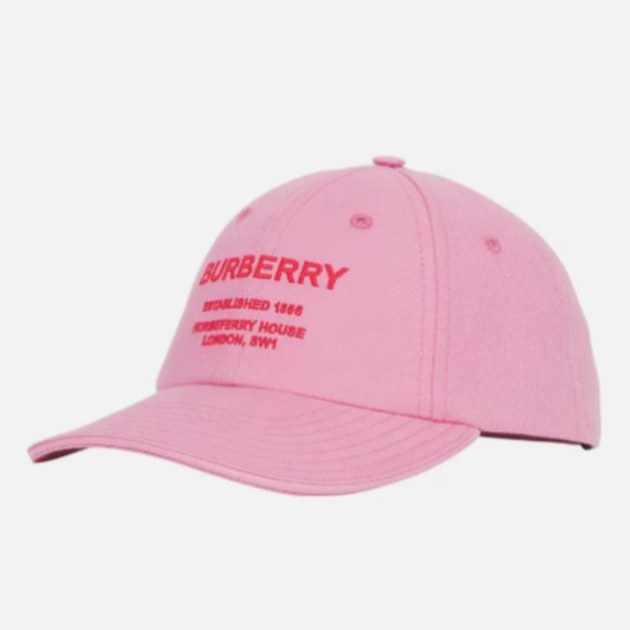 BURBERRY HORSEFERRY LOGO EMBROIDERED BASEBALL PRIMROSE PINK CAP HAT S - Picture 6 of 6
